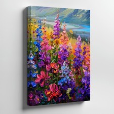 Vibrant Floral Canvas Wall Art Colorful Flowers Landscape Painting Decor Print picture