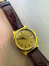 Vintage Omega Geneve Day-Date Automatic 166.0169 - 36mm All Gold Dial Alligator picture