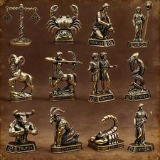 Handmade Brass Zodiac Sign Constellation Statue Vintage Astrology Home Office picture