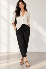Apiece Apart Vega Easy Tencel Linen Relaxed Tapered Pants Black Sz 8 picture