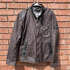 Barbour  Waxed Cotton Motorcycle Jacket Mens L MWX0334 Biker Greenham McQueen picture