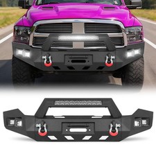 For 2013-2023 RAM 1500 Classic Front Bumper W/Winch Plate LED Light D-ring Steel picture