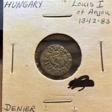 Hungary Louis I of Anjou Denier 1342-1383 Silver 0.50 KM#31-2 Rosa picture