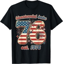 Bicentennial Babe 50th Birthday Women Vintage 1976 Flag T-Shirt picture