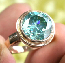 6.10 Ct Certified Treated Blue Diamond Solitaire Wedding Unisex Ring, 925 Silver picture