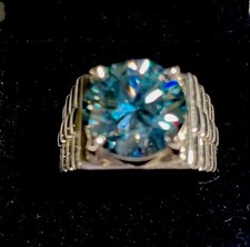 RARE 7.65Ct Certified Blue Diamond HPHT  Unisex Ring 925 Slvr Shiny Size 9 picture