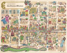c. 1967 Bob Chan Scarce Pictorial Map of San Francisco's Chinatown, 三藩市華埠 picture