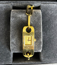 Gucci 6100L Swiss Made Gold Tone Chain Link Quartz Watch Box Papers picture