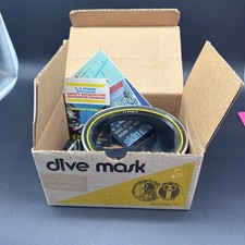 Vintage Aqua Lung US Divers Dive Mask Equi-Purge Black And Yellow picture