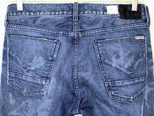 Hudson Blake Button Fly Selvage Distressed Slim Straight Jeans Men's Size 34 picture