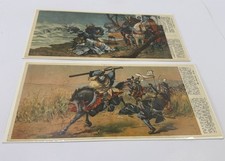 1935 Japanese Lithograph Prints Yamato Sakura Samurai History Lot of 2 picture