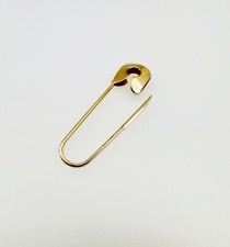 SINGLE Custom 14K Solid Yellow Gold Small Safety Pin Drop Earring 23x6mm (.9