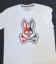 Psycho Bunny Men's White Graphic T-Shirt Pima Cotton Made in Peru M L NWT picture