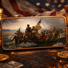 2026 George Washington Crosses the Delaware 10oz Colorized Copper Bar in Capsule picture