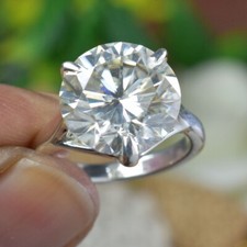 RARE 7.65 Ct Certified Off White Treated Diamond Solitaire Ring-925 Silver picture
