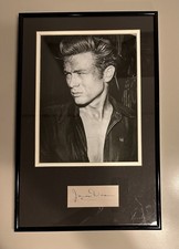 Vintage Framed James Dean Print with Autograph Photo Signed Signature 8 X 11 picture