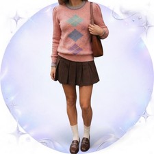 Myer Sport Vintage Pink Argyle Wool Blend Sweater 🎀🧶 picture