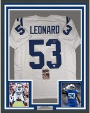 Framed Signed Darius Shaquille Leonard 35x39 White Jersey JSA COA picture