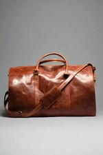 Leather Garment Duffle Bag Suit Carry On Travel Weekender Shoe Compartment picture
