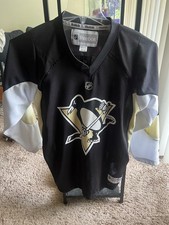 Marc Andre Fleury Throwback Pittsburgh Penguins Reebok Jersey Youth Sz L/XL BLK picture