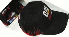 New NOS Rugged CAT Racing Baseball Cap Caterpillar NASCAR Hat Black/Red Flames picture
