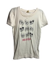 Hollister Women's White Short Sleeve Crew Neck Cotton Logo Graphic T-Shirt M picture