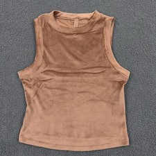 Skims Shirt Womens Large Brown Velour Tank Top Sleeveless Soft Stretch Crew Neck picture