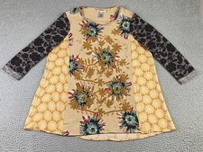 JOHN MARK Tunic Floral Embroidered Mixed Media Art-to-Wear Boho Size Medium M picture