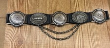 Vintage Streets Ahead Maltese BlackLeather Chain Rodeo Western Belt picture
