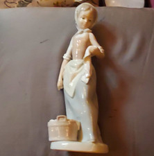 Lladro Set. Porcelain Figurine Lot of 3 Boy Girl Swan Glossy White Blue Beige picture