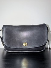 Vintage Coach 9790 City Bag Black Leather Crossbody Shoulder Bag Brass USA picture