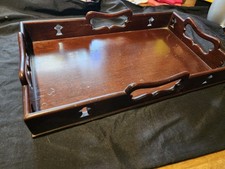 Vintage Colonial Williamsburg Virginia Metalcrafters Mahogany Decanter Tray picture