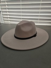 The Royal Standard Monson Wide Brim Fedora Hat Ivory Wool Blend Adjustable OSFM picture