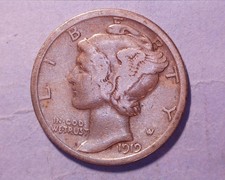 1919-S MERCURY DIME   VG/FINE COND.***  925-6 picture