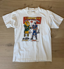 Vintage 1988 Edmonton Oilers Eskimos City of Champions T Shirt 80s NHL CFL picture