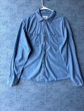 Goodfellow & Co Men’s Blue Chambray Denim Button Down Shirt Size XL picture