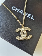 Authentic Chanel CC Crystal Pendant Necklace – Gold Tone – New in Box picture