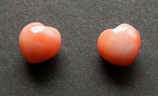 Japanese Coral Puffed Hearts/Natural Untreated Stones/ 6x6 or 7x7mm Pairs  picture