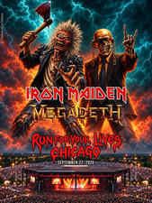 Iron Maiden Megadeth Poster Chicago Sept 22 2026 Run For Your Lives Concert picture
