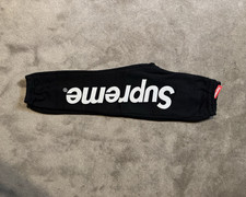 Supreme Men’s Logo Sweatpants Black/White Fleece Drawstring Tapered Size S picture