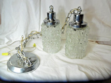 VTG MCM Hollywood Regency Double Swag Glass Globe Hanging Lights Ceiling Lamps picture