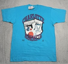 RARE VTG Front Pages Charlotte Hornets Newspaper Print Mens L Single Stitch NWT picture