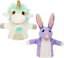 Bluey Unicorse & Bob Bilby Hand Puppet Plush 2-Pack – 8-9” Soft Deluxe Fabric, E picture