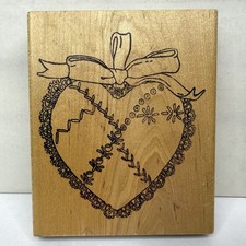 Art Gone Wild V1-383 Large Fancy Heart w/ Bow Rubber Stamp Scrapbooking Card picture