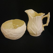 Belleek Porcelain cream and sugar set, Irish porcelain, vintage 1946-1980 picture