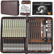 58PCS Art Drawing Supplies Kit in Leather Case, MP1000 Black Metal Mechanical picture