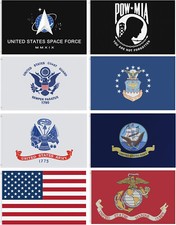 3 x 5 Ft Military Flag Set ARMED FORCES + USA + PowMia FLAG Officially Licensed picture
