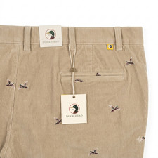 Duck Head Bradbury Corduroy Pants Mens 40x32 Khaki Embroidered Mallard Duck NWT picture