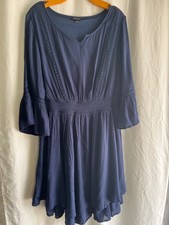 Torrid Navy Blue Plus Size  Midi Dress Ruffle Accent 3/4 Sleeve picture