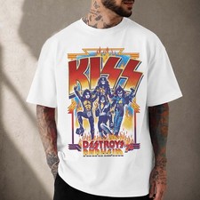 Kiss Destroys Anaheim 76 T Shirt Legendary Rock Band Graphic Tee Vintage Style picture